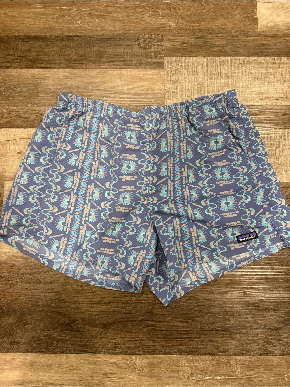 Patagonia Women’s Light Blue Patterned Hybrid Shorts